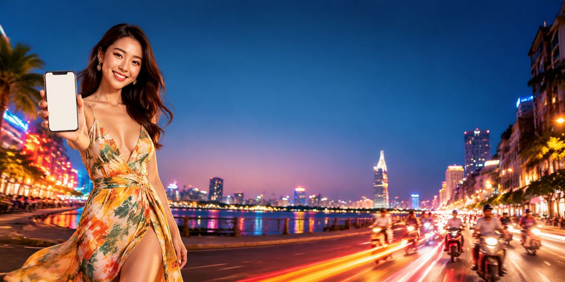 Ánh đèn neon rực rỡ tại khu vực giải trí Hồ Chí Minh về đêm