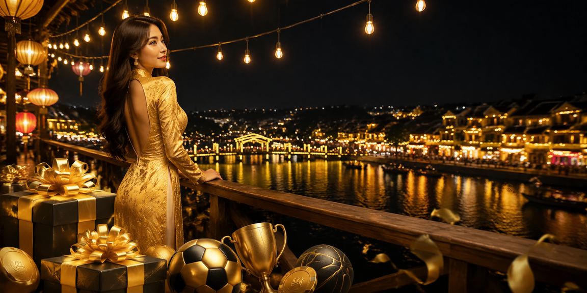 Người dùng Hội An mặc áo dài đọc thông tin khuyến mãi thể thao trực tuyến